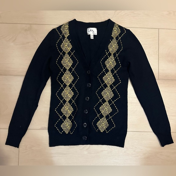 Milly 100% wool argyle cardigan - Picture 4 of 6